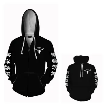 New Tokyo Răzbunătorul Digital 3D Tipărite hoodie jacheta de animație Cosplay hoodie jacheta cu Fermoar