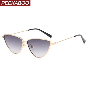 Peekaboo mic cadru ochelari de soare pentru femei vintage de metal de aur unisex moda ochelari de soare ochi de pisica uv400 maro vânzare fierbinte de sex masculin