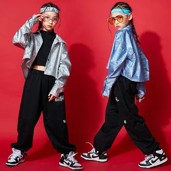 Noua fata a hip-hop costum buric expuse de moda pentru copii jazz performanță rochie catwalk model frumos Hiphop Dance Fata