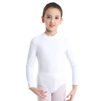 Copii Mâneci Lungi Culoare Solidă Gimnastica Tricou Fete Balet Imbracaminte Sport, Haine De Antrenament De Performanță Etapă De Dans Costum