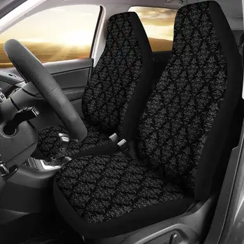 Gri și Negru Damasc Model Auto sau SUV Huse Universale se Potrivesc Fata Bucket Seat Protectori