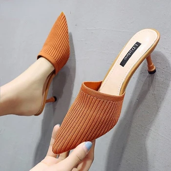 De vară 2020 femei Papuci purta tocuri subtiri cu tocuri Baotou sandale papuci respirabil sălbatice de moda tocuri inalte pantofi femei