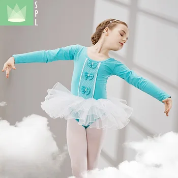 Copiii de Balet Costume de Dans de Fete cu mâneci Lungi Rochie de Balet Copii Acrobație, Dans, Costume de Elevi Dans Dantela Purta B-4643