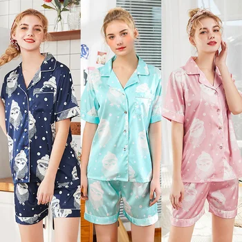 Imprimarea 2022 Vara Maneca Scurta, Pijamale de Mătase Set Set de Doua Bucati de Femei Sleepwear Sexy îmbrăcăminte de noapte pentru Femei Dormit, set