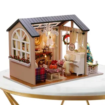 DIY casă de Păpuși în Miniatură Kit Miniatură DIY Meșteșug Kituri Pentru Adulți Pentru a Construi Casa Mica Model Decoratiuni de Craciun Cadouri de Valentine