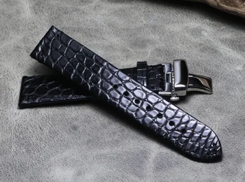 Manual moale subțire 16mm 18mm 19mm 20mm 21mm 22mm American din piele de aligator curea de Ceas fluture negru catarama curelei Watchband