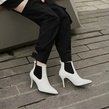 ZawsThia de iarnă 2022 toamna doamnelor birou pompe subliniat toe slip-on sexy tocuri subtiri de mare papuceii glezna cizme pentru femei marimea 44