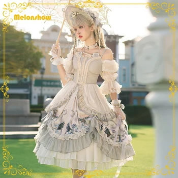 Melonshow Japoneză Dulce Lolita Rochie Albă Victorian Femei De Epocă Gotică Fete Kawaii Haine Zână Rochie De Printesa Rochie De Petrecere