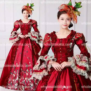 De Brand Nou Dantelă Roșie Tipărite Marie Antoinette Rochie Belle De Sud Perioada Victoriană Rochie De Bal Reconstituire Femei De Îmbrăcăminte