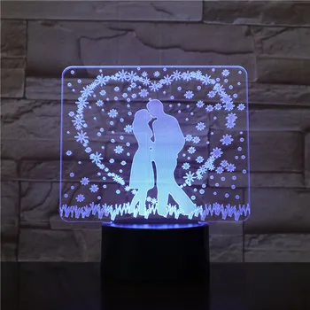 Decoratiuni de nunta 3D LED Lampă de Noapte Dormitor Romantic Lampă de Masă Îndrăgostiților Cadouri pentru Iubitorii de Cupluri Fabrica de Vânzări 3D-1534