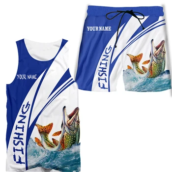 UJWI Pescuit Set Promo Vânzare Fierbinte de Vară Vesta de Pescuit pantaloni Scurți Numele Supradimensionat Personalizate Casual Barbati Pește Jersets Costum Rapid de Transport maritim
