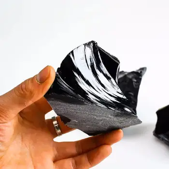 150g-210g Naturale Obsidian Negru Specimen Cristale Pietre de Vindecare Interioară Decorative 1 buc