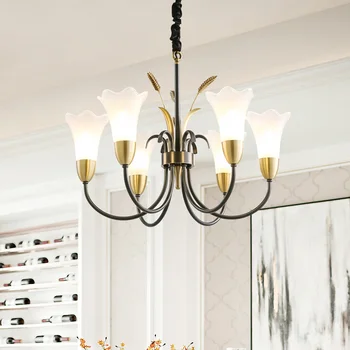 Nordic Stil Modern Lumini Pandantiv Cupru LED Lampă de Agățat Colgante Moda Forma de Floare Dormitor de Iluminat din Sticlă Lamparas
