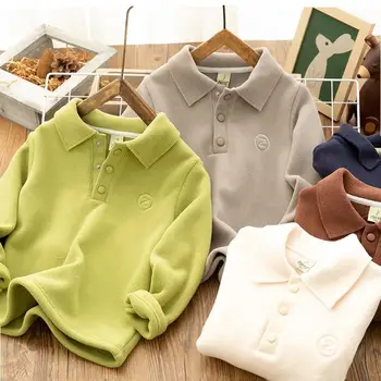 Îmbrăcăminte pentru copii 2022 Nou Toamna și Iarna Noi Fleece Căptușit cu Tricou Polo de Mijloc și de Mare pentru Copii Baieti Ține de Cald Sus