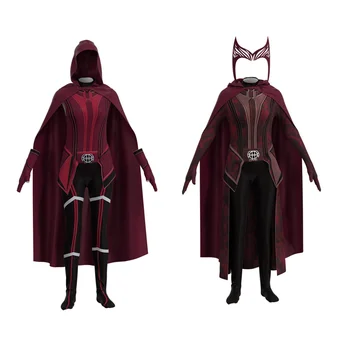 Noi Cosplay Costum de Vrăjitoare Set Complet pentru Adulți Costume de Halloween Rochie de Femei Maximoff Cosplay Costum Mantie Roșie Anime
