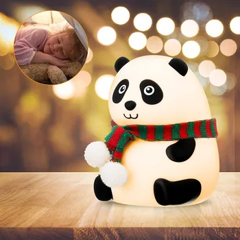 Moale Lumina de Noapte LED-uri cu Senzor Tactil Panda Lampă pentru copii Pentru Copii Camera Copii Pepinieră 7 Culori USB Reîncărcabilă Lângă Decor Dormitor
