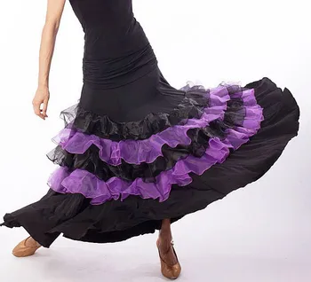 Exotic dans dans dans modern straturi de înaltă și joasă incidență de culoare broderie brodate fusta S11041B