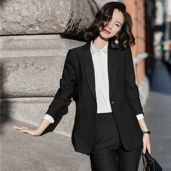Birou Formale Doamnelor Sacou Negru Pentru Femei Jacheta Cu Maneci Lungi De Muncă De Uzură Uniformă Stiluri Noi 2020