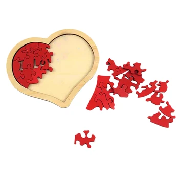 Lemn de Dragoste Inima Model Puzzle Set de Puzzle-uri Cadou Pentru Ziua Îndrăgostiților