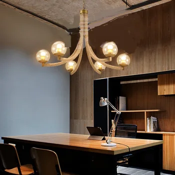 Designer loft țară din america de cânepă pandantiv lampă camera de zi sala de mese lumini creativ retro cafe-bar cu bule de lumină LU80254