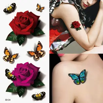 5Pcs Tatuaje Temporare Autocolant Moda Fluture 3D Model Floare Transfer de Apă Fals Autocolante Tatuaj Body Art Decal