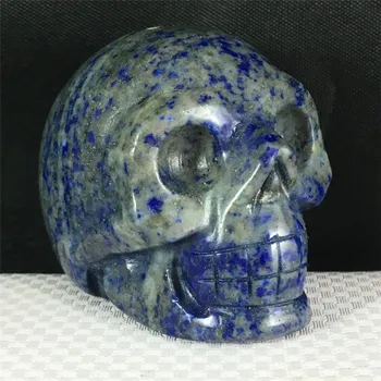 2in Naturale cristal mineral exemplare, lapis lazuli mână-sculptate craniu de vindecare