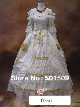 de lux Medievale, Renascentiste Rochie albă ca zăpada printesa Rochie de eveniment Costum Victorian Gotic Marie Antoinette Colonial Belle de Minge