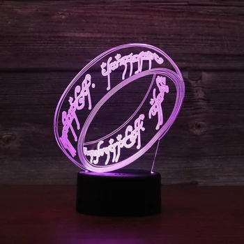 Inel 3D Lămpi de Noapte Touch Control de la Distanță 16 Culoare Cadou pentru Copii Atmosferă Dormitor Lumina de Noapte Lampă în formă de Inel