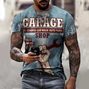 De vară pentru Bărbați T-shirt Retro 3D Imprimate de Moda Casual Gât Rotund Tricouri Unisex Topuri FT02