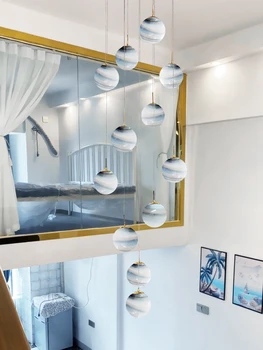 Produs Nou, Modern, Scara Mult Candelabru Duplex Clădire Living Nordic Light Lux Sticlă Rătăcind Pe Pământ Candelabru