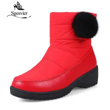 SGESVIER Femei Cizme de Iarna pentru Femeie Zăpadă de Pluș Glezna Cizme Bumbac Jos Pantofi de Cald Zapatos Mujer Botas Roșu Negru Alb 35-44 OX036