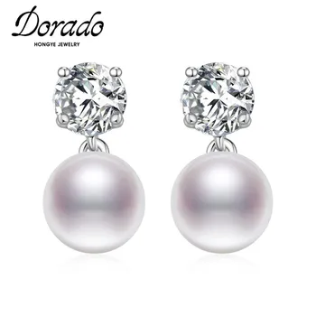 Dorado Argint 925 Mici Drăguț AAA Zircon Perle Picătură Cercei pentru Femeile de Culoare de Argint de Nunta Cadouri Bijuterii Ureche