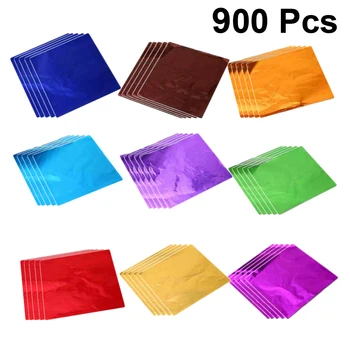 900pcs Colorate Folie de Aluminiu Ambalaj de Ciocolată Hârtie Ceai Hârtie de Ambalaj Cadou Pachet cu produse Alimentare Hârtie Petrecere de Nunta Bomboane Ambalare