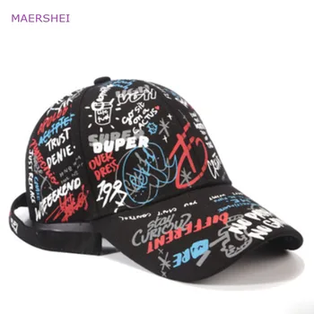 MAERSHEI nou graffiti imprimare șapcă de baseball tendință de moda cap coada lunga hip hop pălărie pălărie Sanpback