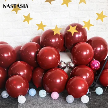 NASTASIA Ruby red balon latex 10inch 50P(25sets) double-deck ziua favoruri de nunta cadouri festa infantil consumabile partid
