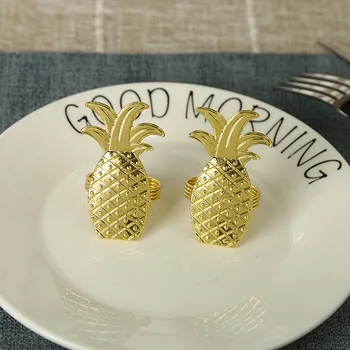 10BUC/Metal creative de aur ananas inel de șervețel de masă de top decor pentru diverse petreceri de vacanta, produse alimentare de vest banchet de nuntă