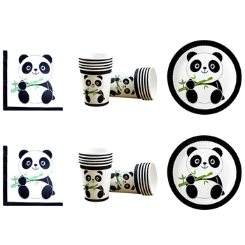 60pcs/lot Copil de Dus Panda Minunat Tema Servetele, Farfurii Cesti Decoratiuni Ziua de nastere Fericit Evenimente Petrecere Tacamuri Set