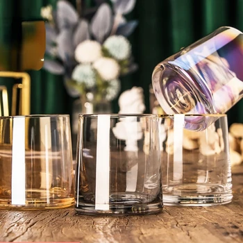 Creative Ins Ion Placare cu Sticla Colorata Whiskey Pahar de uz Casnic de Înaltă temperatură Trapezoidală Cupa Gargara Cupe Pahare de Vin