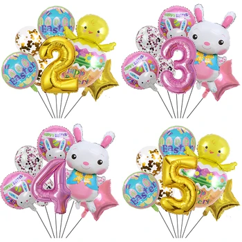 Iepurașul de paște Petrecere Tematica de Desene animate Iepure Pui 32inch Număr Baloane Folie Stele Globos Petrecere Baloane de Decorare pentru Copii