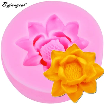 M594 floare de Lotus 3D Lumânare de Soia, Ceara de Mucegai Săpun Parfumat Manual Mucegai Silicon Tencuiala Rășină Zgura idei Decor Acasă