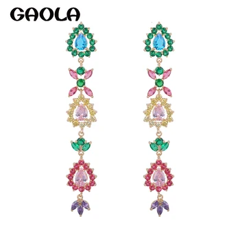 GAOLA Nou Design Nou Sosire Stil Etnic Timp de Cristal Multicolor CZ Cercei pentru femei GLE5210