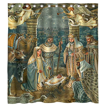 Rege Venerat Fecioare Și Hristos Scena Nașterii Martiriul Saint Catherine Perdea De Duș De Ho-Mi Lili Pentru Baie Decor